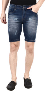 Rend Distressed Men Denim Blue Denim Shorts