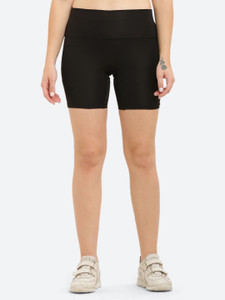 Flingr Solid Women Black Cycling Shorts, Gym Shorts, Running Shorts, Sports Shorts