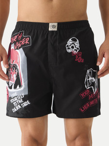 The Souled Store Graphic Print Men Black Boxer Shorts