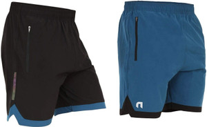 never lose Solid Men Dark Blue, Black Gym Shorts
