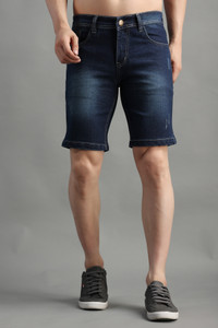PRJ IN STYLE Solid Men Denim Dark Blue Basic Shorts