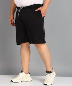 XPLUMP Solid Men Black Regular Shorts