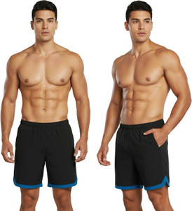 HouseOfCommon Solid Men Black Gym Shorts