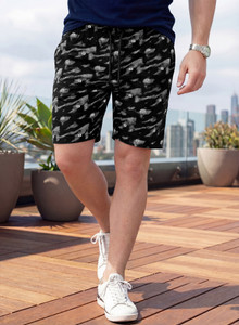 FEEL TRACK Printed Men Black Bermuda Shorts, Regular Shorts, Basic Shorts