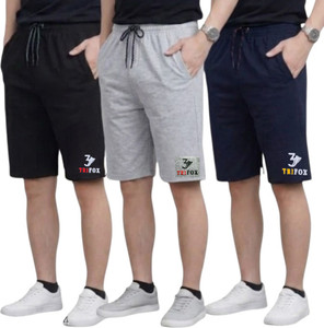 TRIFOX Printed Men Black, Grey, Blue Casual Shorts