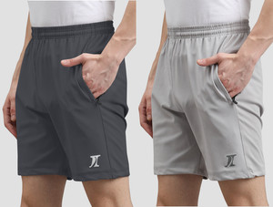 INDICLUB Solid Men Dark Grey, Grey Casual Shorts