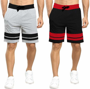 Trendolo Color Block Men Grey, Black Night Shorts