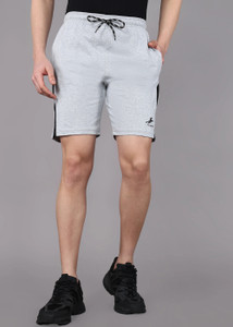 4 SPEED Solid Men Grey Sports Shorts, Regular Shorts