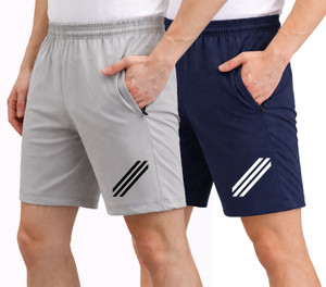 AVOLT Solid Men Black, Grey Sports Shorts