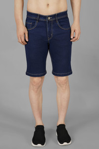 NIVASU Solid Men Dark Blue Denim Shorts