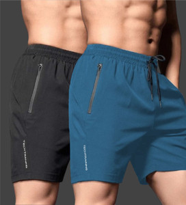 LOTHRIC Solid Men Black, Blue Gym Shorts