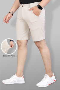 INDICLUB Solid Men Beige Sports Shorts