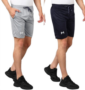 mank D Solid Men Blue Gym Shorts