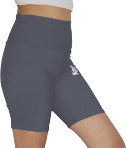 3fairy Solid Women Grey Cycling Shorts, Gym Shorts, High Waist Shorts, Running Shorts