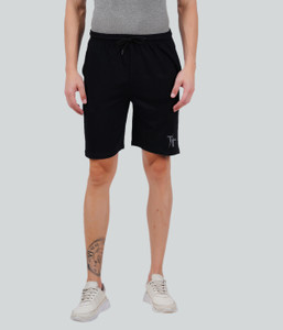 Trends Tower Solid Men Black Sports Shorts