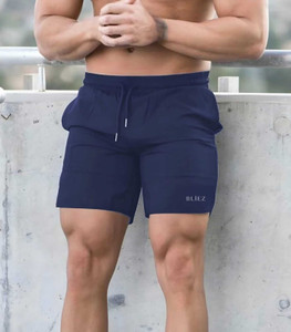 Bliez Solid Men Blue Boxer Shorts, Gym Shorts, Sports Shorts, Regular Shorts