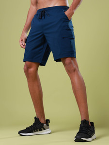 TECHNOSPORT Solid Men Blue Cargo Shorts