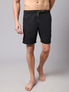 CANTABIL Solid Men Black Bermuda Shorts
