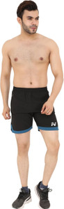 NINQ Color Block Men Black Regular Shorts, Running Shorts, Gym Shorts, Sports Shorts
