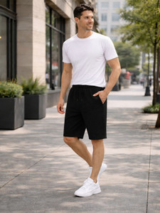 Kartblack Solid Men Black Casual Shorts