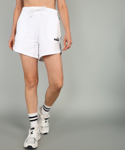 PUMA Solid Women White Basic Shorts