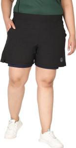CHKOKKO Solid Women Dark Blue Sports Shorts