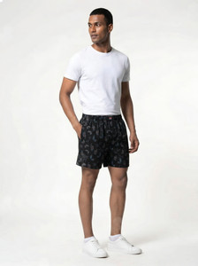Zafly Printed Men Black Boxer Shorts, Basic Shorts, Gym Shorts, Regular Shorts, Sports Shorts, Casual Shorts