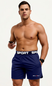 Bellwit Solid Men Dark Blue Sports Shorts, Gym Shorts, Cycling Shorts, Running Shorts, Beach Shorts