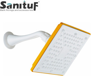 Sanituf Tesla ABS Over Head Ultra Slim Square Shower With Arm (Yellow, 6 X 6 INCH) Shower Head