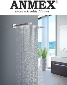 ANMEX 12x12 (12INCH) Super Heavy Ultra Slim Rain Head with 24inch SS Square Arm Shower Head