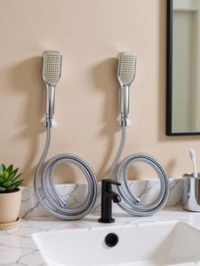 CLIBO Rectangular Flow HS-018 ABS Plastic Hand Shower with SS Tube 1.5 M and Hook Shower Head