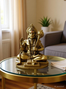 YADAVA Resin Handcraft Car Dashboard Bahubali Hanuman Ji Sankat Mochan Bajrangbali Idol Decorative Showpiece  -  5.5 cm