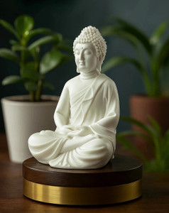 Mag Creation Lord Buddha White Height 5 inch Polyresin Idol for Home Decor, Office, Car Decorative Showpiece  -  12.7 cm