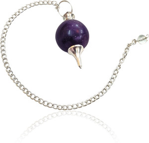 REIKI CRYSTAL PRODUCTS Natural Crystal Amethyst Dowser Crystal Dowser Stone Pendulum Ball Dowser Crystal Pendulum Reiki Healing Dowser Healing Pendulum For Healing and Dowsing Decorative Showpiece  -  25 cm