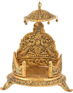 Pg Handicrafts Metal Singhasan Oval Shaped for Ganesha Krishna God Idols Ladoo Gopal Decorative Showpiece  -  8 cm