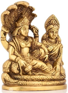 DARIDRA BHANJAN Vishnu Laxmi Ji Murti, laxmi vishnu idol,Lakshmi Vishnu Ji Idol Gold Decorative Showpiece  -  12 cm