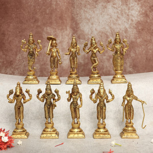 janijatra Brass Dashavatar Idol – 10 Avatars of Lord Vishnu in 6-Inch ...