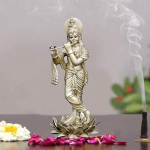 SHREE RAM IMPEX Bronze Finish Standing Krishna Statue for Pooja Gift Showpiece Idol 11 INCH Decorative Showpiece  -  10 cm