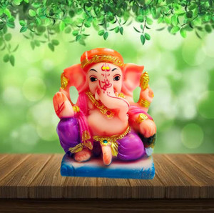 YADAVA Lord Ganesha Ganpati Car Dashboard Idol Hindu Figurine Showpiece Decorative Showpiece  -  8.5 cm