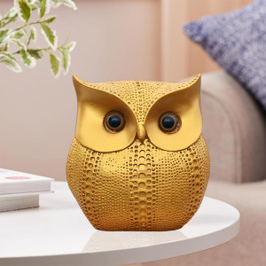 Saugat Traders Golden Owl Showpiece - Owl for Home Decor Owl
