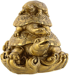 Gifts By Meeta Vastu Fengshui 3 Tier Tortoise for Longevity, Love & Harmony of Family Decorative Showpiece  -  7 cm