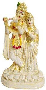HUBZONES Resin Lord Radha Krishna Statue | Murlidhar/Krishan Kanhiya Idol, (Cream) डेकोरेटिव शोपीस - 20 cm