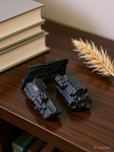 Aurra Stores 100 % Original & Natural black Tourmaline BT Rough Raw With JGL Lab Certified Decorative Showpiece  -  2 cm