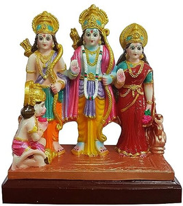 PECH Ram Darbar Statue God Ram, Sita, Laxman & Hanuman Idol for Spiritual Puja Vastu Decorative Showpiece  -  7 cm