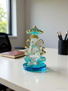 YUVIKA CRAFTS beautiful gold plated double fac ganesh for decor home, table and office. Decorative Showpiece - 9 cm