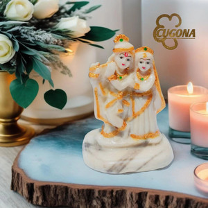 CUGONA Radha Krishan Marble Finish Statue Radha Krishan Murti 4 inch Decorative Showpiece  -  10 cm