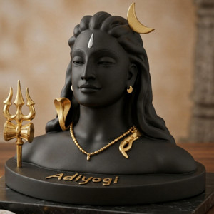 POPSEE Adiyogi Statue with Trishul| Decorative Shiva Idol for Home Office Car Dashboard Decorative Showpiece  -  9.5 cm
