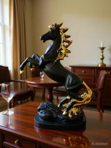 Yuvaansh Black Jumping Horse Showpiece - 35 cm - Image 6