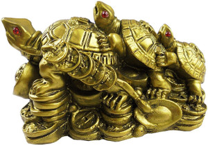PPJ FENGSHUI VASTU TRIPLE TORTOISE SYMBOL LONGEVITY, HAPPINESS 3 TORTOISE TURTLE ON EACH OTHER SYMBOL PROTECTION,WEALTH, HEALTH AND PROSPERITYLOVE AMONG WEALTH (PACK OF1) 4.5 inch x3 inch x 2.5 inch Decorative Showpiece  -  8 cm