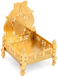 EliteTouch Brass Metal Golden Singhasan for All God Idols, Laddu Gopal ji Singhasan Jhula